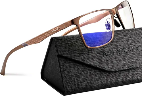 Vista 45 de ANYLUV Blue Light Glasses Men, Relieve Eyestrain and Eye Protection, Al-Mg Metal Computer Blue Light Blocking Glasses