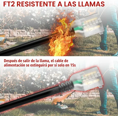 Vista 3 de Skrizcable Cable de extensión de calibre 10 de 50 pies para exteriores, cable de alimentación negro
