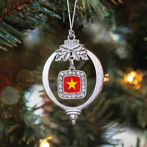 Vista 72 de Inspired Silver - Nana púrpura - Adorno de Navidad plateado - Adorno cuadrado para árbol de Navidad con circonita cúbica - Decoración colgante