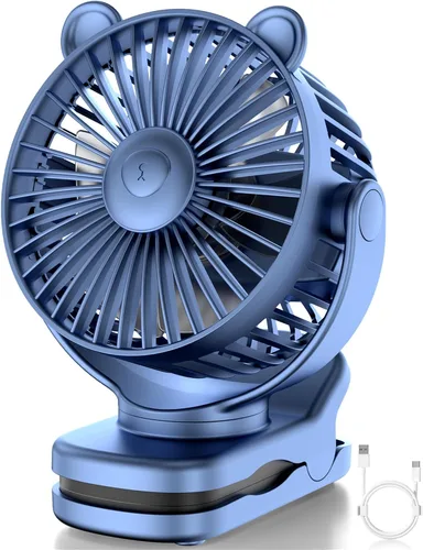 Vista 9 de GOTOTO Ventilador de clip, ventilador pequeño personal portátil recargable con batería de 2000 mAh, potente diseño de clip, 3 velocidades de viento