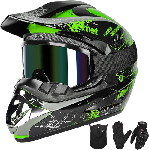 Vista 12 de Yesmotor - Casco de motocross para jóvenes, casco de motocicleta BMX, MX, cuatrimoto todoterreno, motocross, bicicleta de montaña, aprobado por