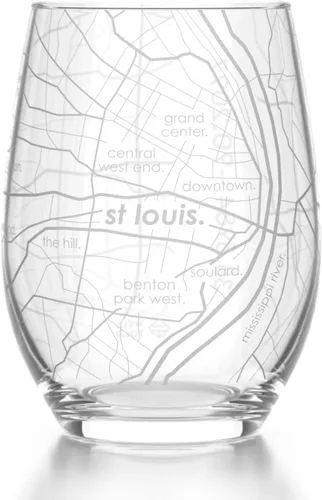 Vista 42 de Well Told Copa de vino sin tallo grabada con mapa de Atlanta, Georgia (15 oz, transparente) - Mapa de ciudad grabado, vaso personalizado, regalos