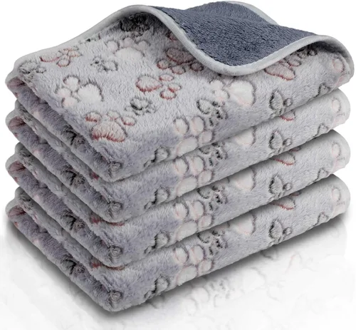 Vista 25 de Reginary - 4 mantas de forro polar de conejillo de indias, adorable pata Revestimientos impermeables y lavables, ropa de cama absorbente de doble