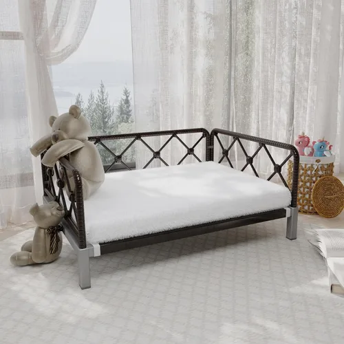 Vista 9 de Camas elevadas impermeables para perros con soporte de espuma para huevos, cama para mascotas, sofá cama para perros al aire libre, sofá cama Marrón