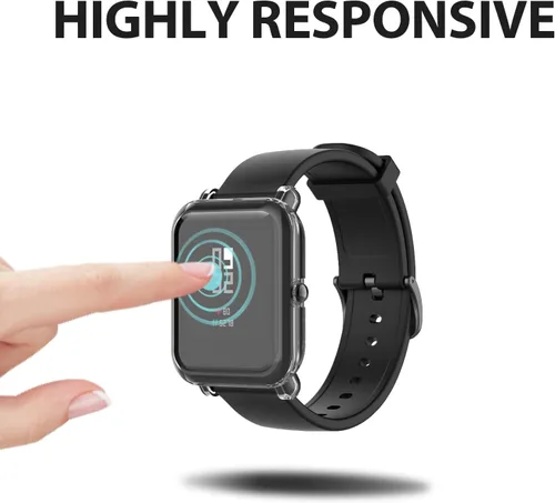 Vista 2 de Juego de 3 fundas protectoras de pantalla compatibles con Amazfit GTS 4 Mini/Bip U Pro/Bip S/Bip Lite/Bip 1S Watch, TPU de color suave a prueba