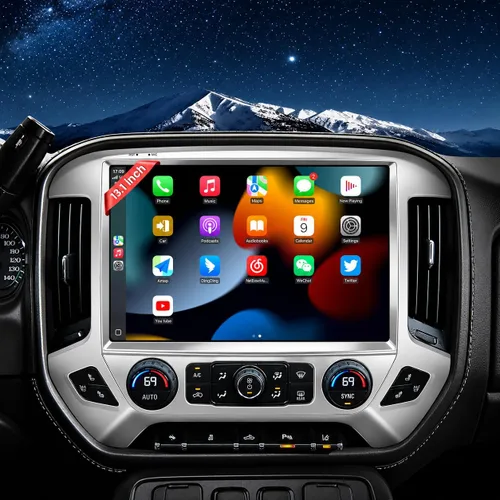 Vista 11 de Actualización estéreo de radio QLED de 13.1 pulgadas para Chevy Silverado y GMC Sierra 2014-2018, unidad principal de 8 núcleos con CarPlay/Android