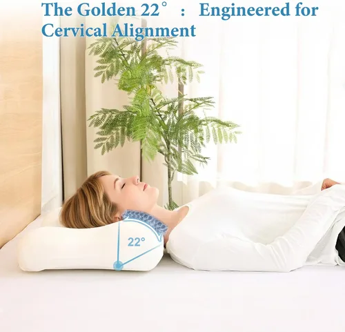 Vista 3 de Almohada cervical para aliviar el dolor de cuello – Almohada de espuma viscoelástica de contorno para dormir de lado y de espalda, doble altura 4.7