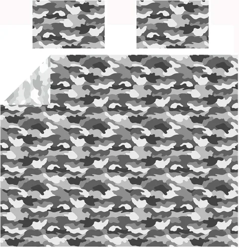 Vista 6 de Price Right Home Juego de funda de edredón y funda de almohada reversible de camuflaje militar gris