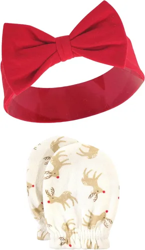 Vista 156 de Hudson Baby Conjunto de diadema de algodón y manoplas para rascar para bebé