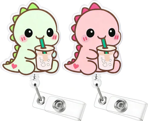 Vista 10 de 2Pcs Funny Cat Nurse Badge Reel Anti Depressants, Cute Pink Retractable ID Card Badge Holder with Alligator Clip, Name Tag Medical Badge Buddy for