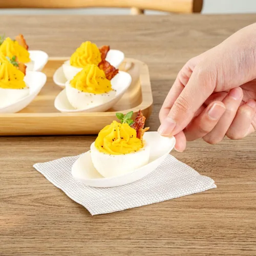Vista 5 de Restaurantware Platos de degustación sin PFAS añadido de 3.2 x 2.1 pulgadas, 100 platos desechables, compostables para el hogar, aptos