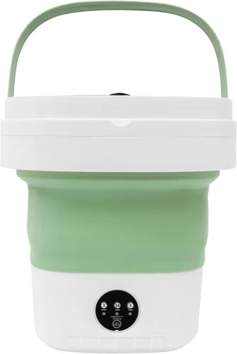 Vista 2 de Lavadora electrónica de ropa interior con luz azul, mini lavadora plegable portátil de 12 litros con 3 modos de limpieza inteligentes para viajes