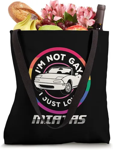 Vista 4 de Bolsa de mano con texto en inglés "I Not Gay I Just Love Miatas