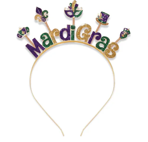 Vista 10 de Diadema de Mardi Gras para mujer, máscara de flor de lis, diadema de diamantes de imitación, diadema de martes gordos de carnaval, desfile