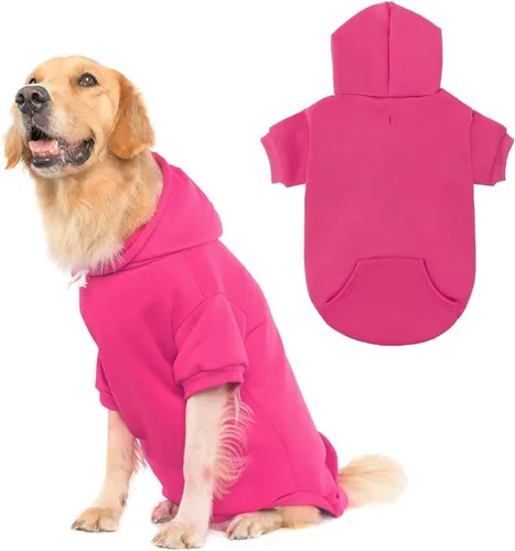 Vista 21 de KOOLTAIL Sudadera básica con capucha para perro, suave y cálida, con agujero para correa y con bolsillo, abrigo de invierno para perros, ropa