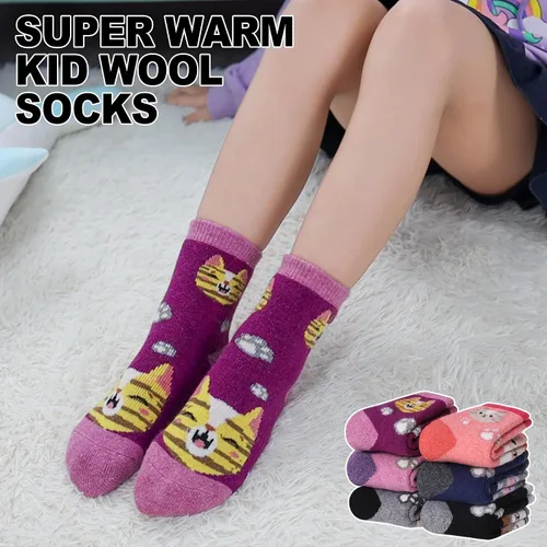 Vista 6 de MQELONG Calcetines de lana para niños y niñas, de invierno, de lana cálida, para senderismo, botas gruesas, calcetines acogedores, 6 pares