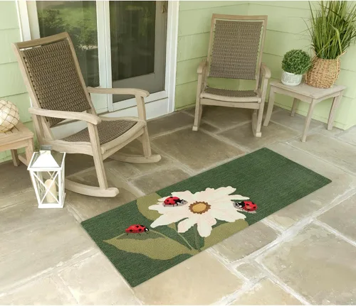Vista 51 de Liora Manne Mum Aqua - Alfombra para interior/exterior, 3 pies, redonda