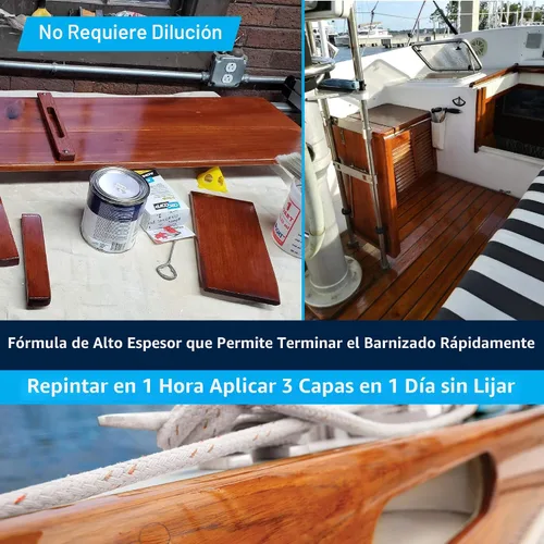 Vista 4 de TotalBoat Gleam Marine Spar - Barniz brillante y satinado para madera, barcos y muebles de exterior (brillo, dos pintas)