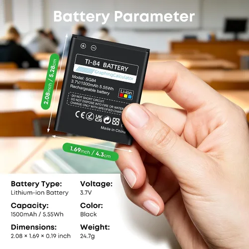 Vista 4 de Batería TI-84 Plus CE - Reemplazo de 3.7V 1500mAh para calculadora de Texas