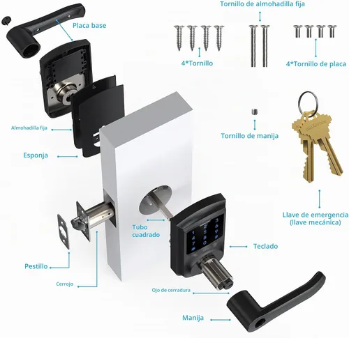 Vista 9 de Signstek Cerradura de puerta de entrada sin llave con asa, perilla de puerta de teclado digital, cerradura electrónica inteligente con código