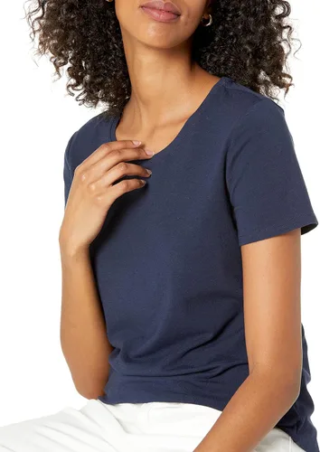 Vista 111 de Amazon Essentials Camiseta de manga corta con cuello redondo para mujer, de secado rápido, para entrenamiento, gimnasio, paquete múltiple