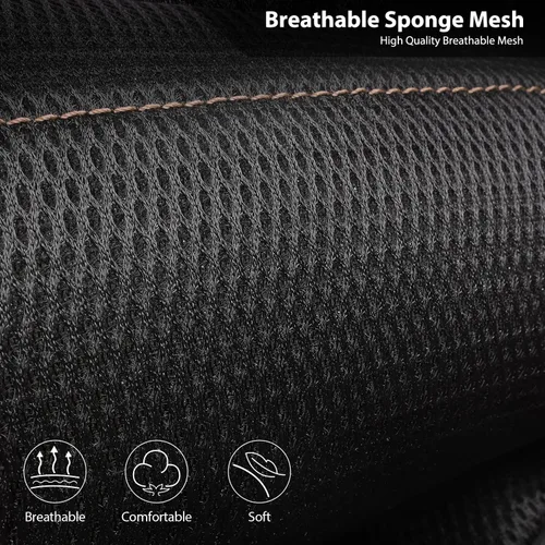 Vista 5 de CAR-GRAND Fundas de asiento de automóvil de cuero solo delanteras, fundas de asiento de malla de aire transpirable, protector de asiento universal