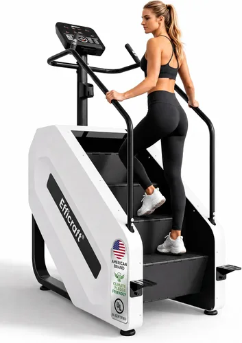 Vista 8 de EFFICRAFT Maestro de escalera comercial 90% premontado, máquina de ejercicios de escalada continua para cardio, maestro de escalera de 15 niveles