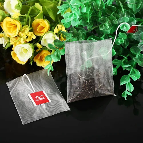 Vista 8 de Bolsas de filtro de té con cordón 100 unidades, infusor de malla vacía para té suelto
