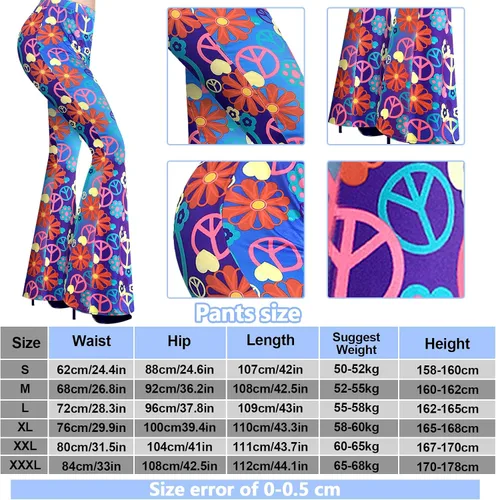 Vista 3 de Tisancy Conjunto de 3 piezas de disfraz hippie de los años 60 y 70 para mujer, pantalones acampanados de discoteca, trajes geniales de los años 70