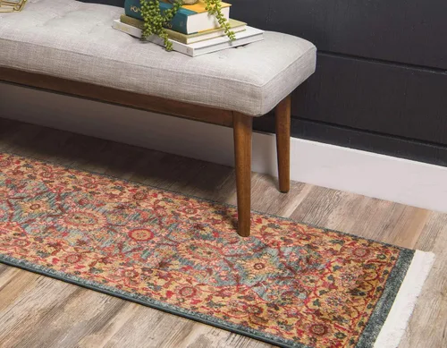 Vista 6 de Unique Loom - Alfombra de la colección Edinburgh - Monroe (2 x 6 pies 1 pulgada, pasillo, azul/marrón)