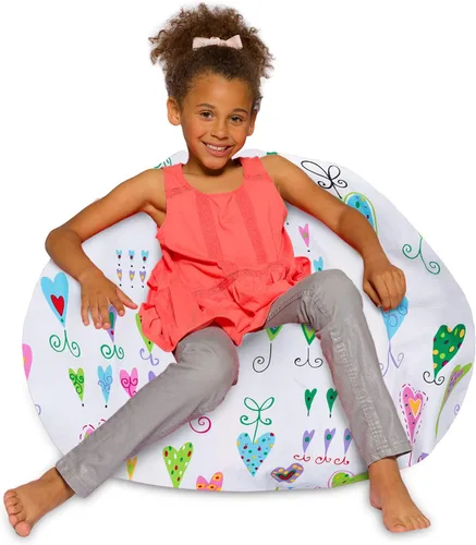 Vista 75 de Posh Creations - Sillón puff para niños, adolescentes y adultos, incluye funda extraíble y lavable a máquina, tamaño mediano de 27 pulgadas, lona