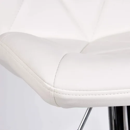 Vista 7 de ELECWISH Taburetes de bar asiento de piel sintética con base cromada, silla giratoria de comedor, taburetes de bar, blanco, juego de 2