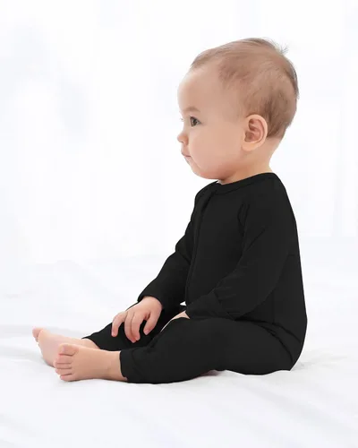 Vista 5 de GUISBY Mameluco sin pies para bebé, pijama de rayón con cremallera de 2 vías con manga larga