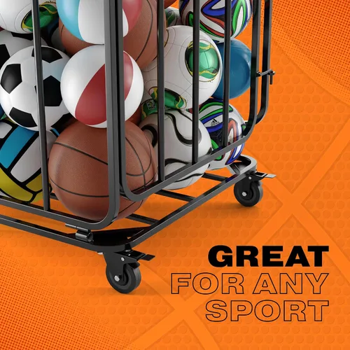 Vista 5 de Houseables Sports Ball Storage & Display Solutions – Basketball, Football, Soccer & Volleyball Organizer, Ball Holder, Display Stand, Rolling