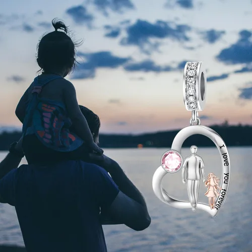 Vista 169 de PROESS Dije para padre, madre e hija, pulsera de plata de ley para pulseras, regalos de cumpleaños, día de San Valentín, para hija, madre, amante