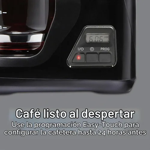 Vista 4 de Proctor Silex FrontFill - Cafetera de goteo, digital y programable, jarra de vidrio de 12 tazas, color negro y plateado (43685PS)