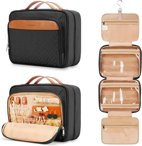 Vista 31 de Bolsa de aseo colgante de viaje para mujeres y hombres, con 6 cubiertas de botellas de silicona a prueba de fugas, accesorios impermeables