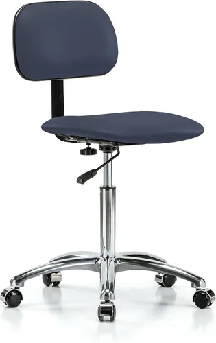 Vista 18 de Perch - Silla de laboratorio cromada con respaldo ajustable, altura del escritorio de 17 a 22 pulgadas, tela negra
