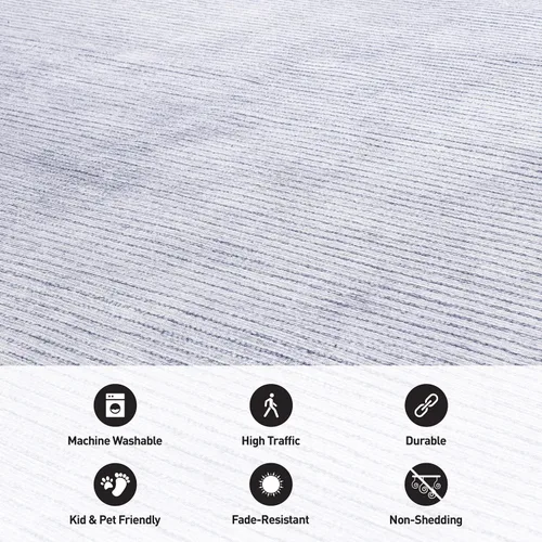 Vista 3 de Rugshop Alfombra contemporánea envejecida resistente a las manchas, tejido plano, ecológico, reciclado, lavable a máquina, 3 pies 3 pulgadas x 5 Gris