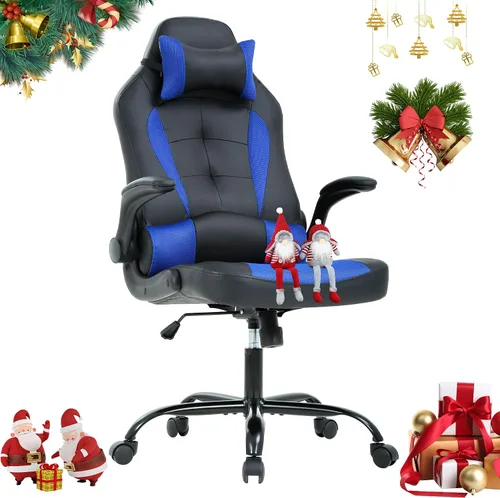 Vista 11 de Silla de videojuegos de respaldo alto, silla de computadora con reposacabezas y soporte lumbar, silla de computadora de altura ajustable, silla