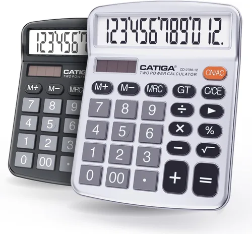 Vista 18 de CATIGA CD-2786 - Calculadora de escritorio de 12 dígitos con pantalla LCD grande y botón sensible, energía solar dual y batería, función estándar