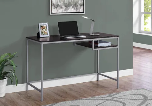 Vista 2 de Monarch Specialties Mesa contemporánea para laptop con estante para el hogar y la oficina, patas de metal, 48 pulgadas de largo, capuchino