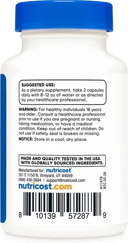 Vista 4 de Nutricost Berberina HCl 600 mg, 60 cápsulas (2 botellas) – Sin gluten, cápsulas vegetarianas, sin OGM