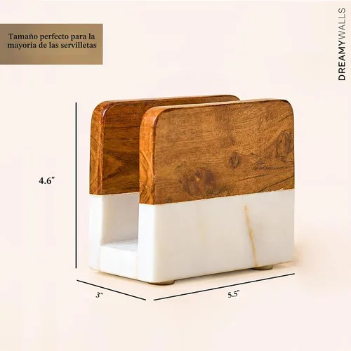 Vista 6 de Servilletero de mármol de 5.5 pulgadas para mesa de comedor y encimera de cocina Moderno y vertical, dispensador y soporte de servilletas