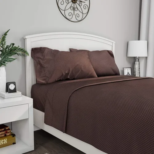 Vista 21 de Lavish Home Juego de sábana grabado en relieve, color blanco, King, Burgundy, gemelo