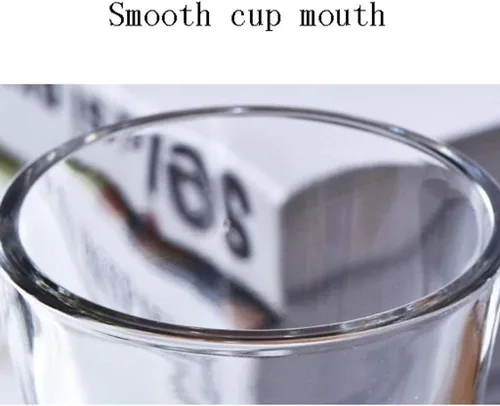 Vista 6 de TOMYEUS Water Glasses Glass Cups, Clear Glass Cups with Handle for Drinks, Cappuccino, Latte, Big Tea Cup. Crystal Clear Glass Cups (Pack of 2)