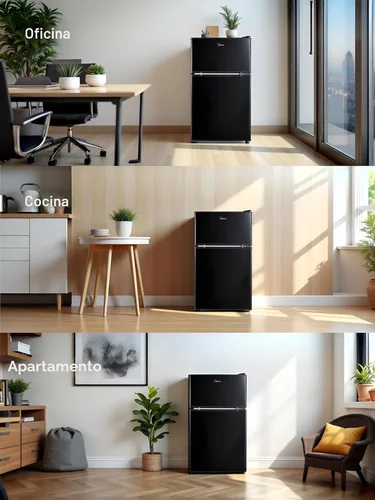 Vista 8 de Midea Mini refrigerador de 3.1 pies cúbicos con congelador, certificado Negro