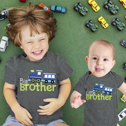 Vista 2 de Funnycokid Conjunto de camisetas a juego para hermano mayor, hermano pequeño, ropa de regalo para bebé
