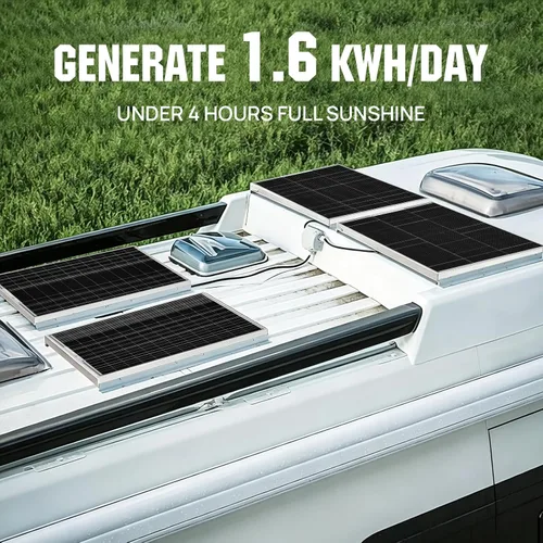 Vista 3 de ECO-WORTHY Kit de panel solar premium de 400 vatios y 12 voltios: 4 piezas de panel solar de 100 W + controlador de carga MPPT de 40 A + módulo