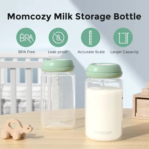 Vista 2 de Momcozy Biberones naturales, cuello ancho, contenedor de leche materna sin